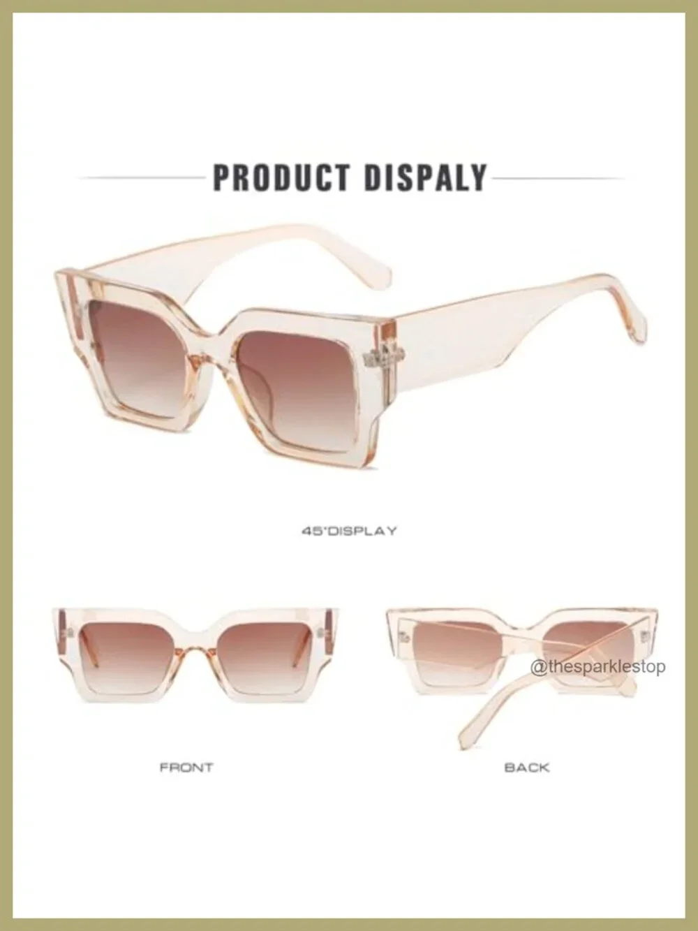 Oversized Square Sunglasses for Women UV400 Plastic Frame